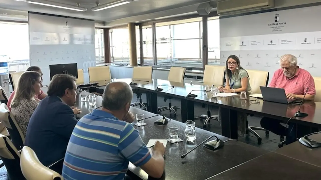 la viceconsejera de la Política Agraria Común y Política Agroambiental, Gracia Canales, durante la reunión con los representantes de la Asociación Nacional Interprofesional De Plantas Aromáticas y Medicinales (ANIPAM)