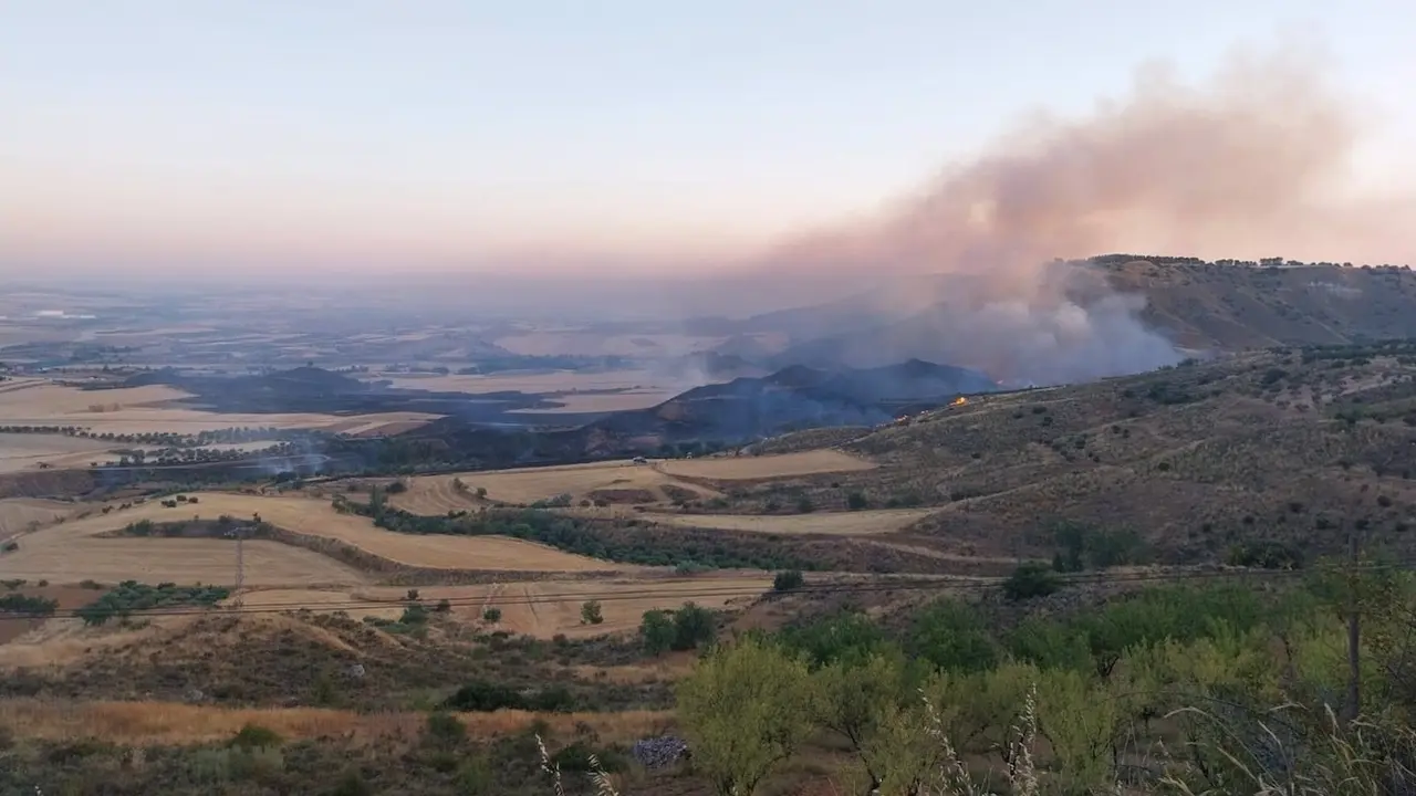 Medios trabajan en extinguir un incendio en un barrio anexionado de Guadalajara, Taracena e Iriépal