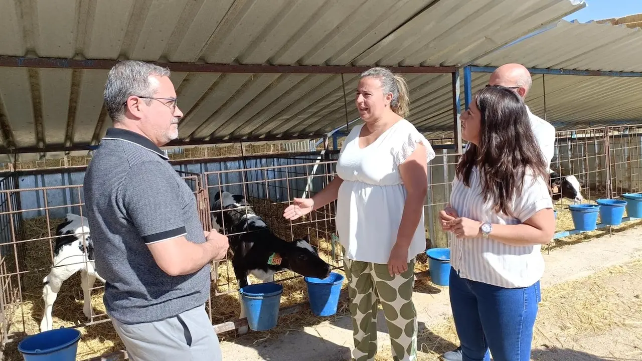 El director general de Desarrollo Rural, José Juan Fernández Zarco, durante la visita que ha realizado a un explotación ganadera en Pulgar (Toledo)