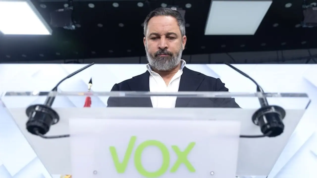 El presidente de Vox, Santiago Abascal, en una imagen de archivo en rueda de prensa