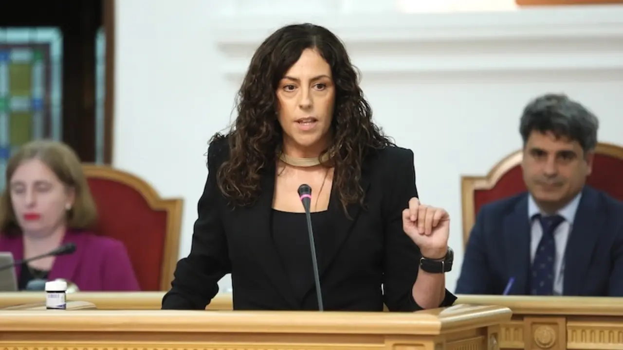 La portavoz del Grupo Municipal Socialista en el Ayuntamiento de Toledo, Noelia de la Cruz, durante su intervención en el Debate sobre el Estado del Municipio