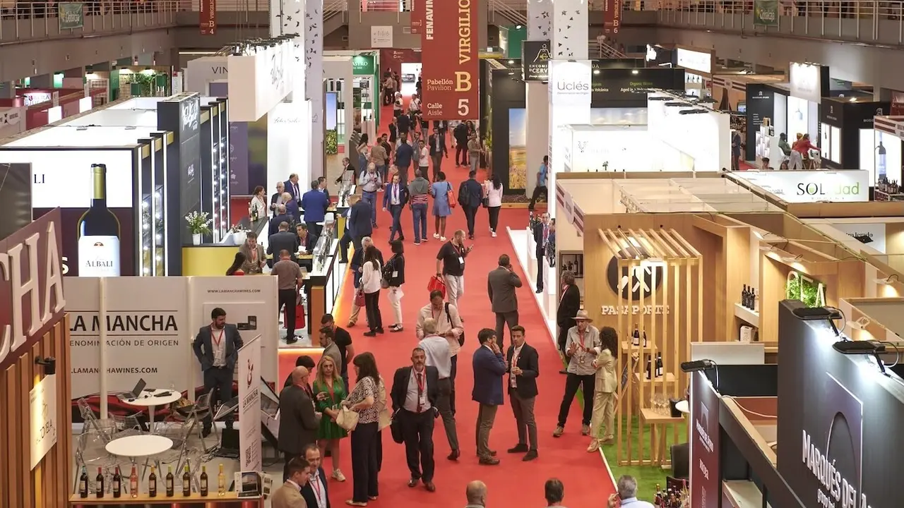 En la imagen de archivo stands en uno de los pabellones de la Feria Nacional del Vino (Fenavin)