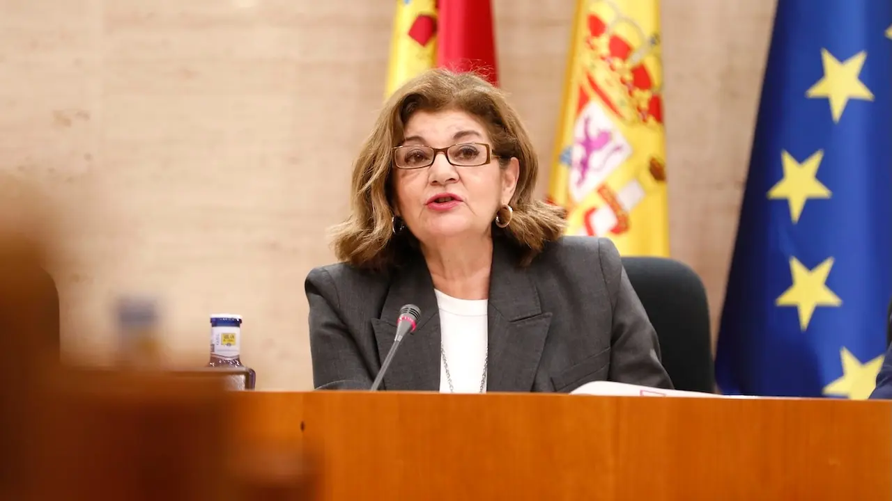 La directora general del Ente Público Radio Televisión de Castilla-La Mancha (CMM), Carmen Amores, durante su comparecencia en la Comisión de Economía y Presupuestos de las Cortes regionales