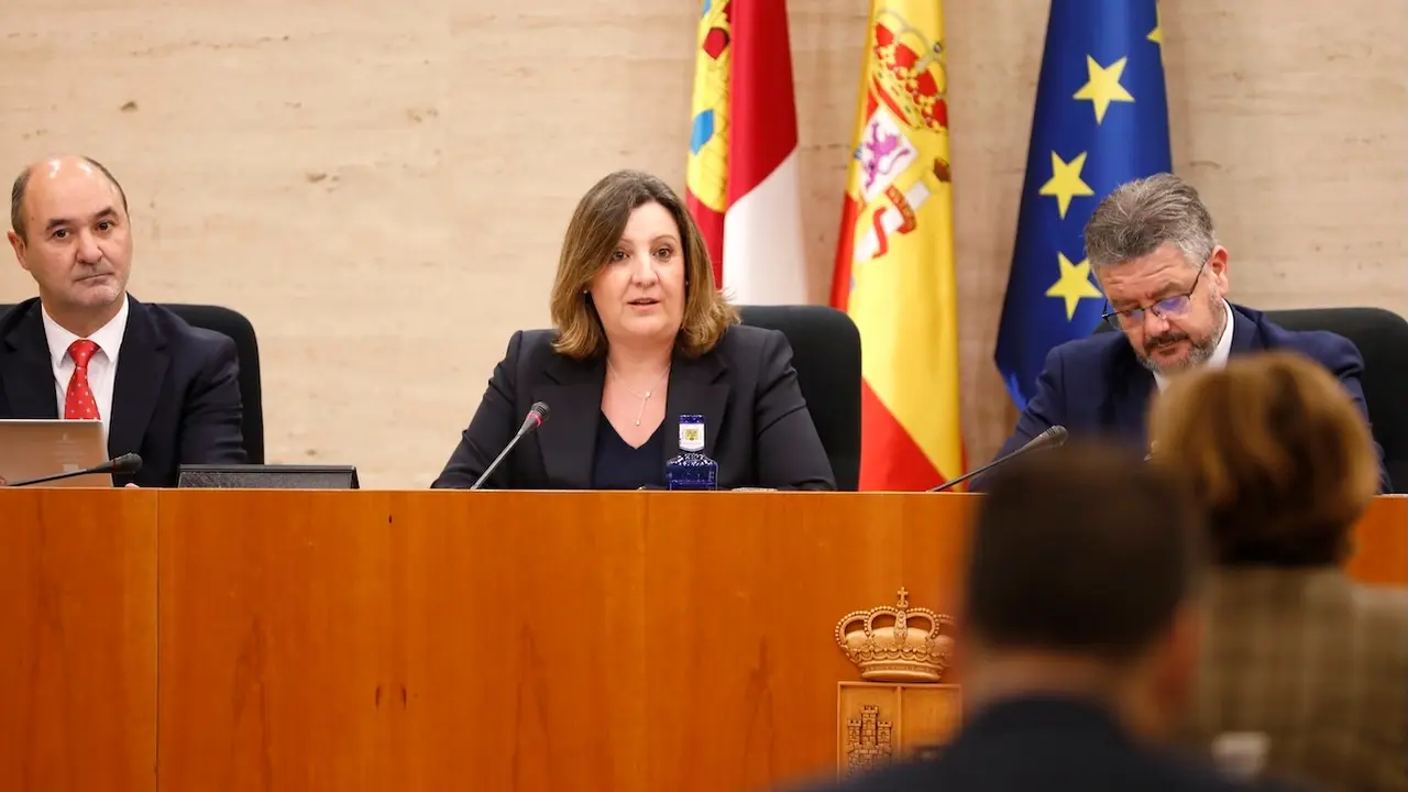 La consejera de Economía, Empresas y Empleo de Castilla-La Mancha, Patricia Franco, durante su intervención en la Comisión de Economía y Presupuestos de las Cortes regionales