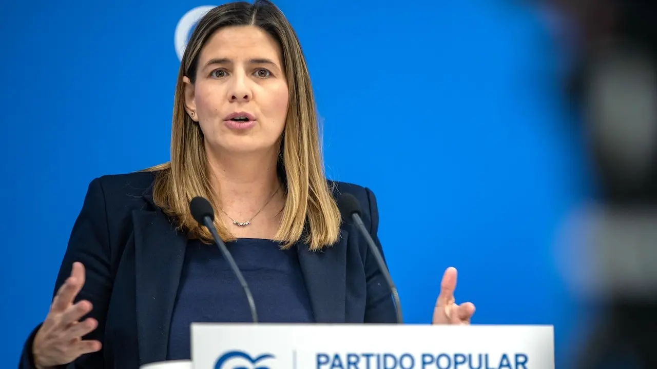 La secretaria general del PP de Castilla-La Mancha, Carolina Agudo, durante la rueda de prensa que ha ofrecido para realizar balance del año tras la reunión del Comité de Dirección del partido