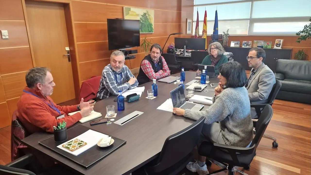 La consejera de Desarrollo Sostenible de Castilla-La Mancha, Mercedes Gómez, durante el encuentro que ha mantenido con las organizaciones ecologistas
