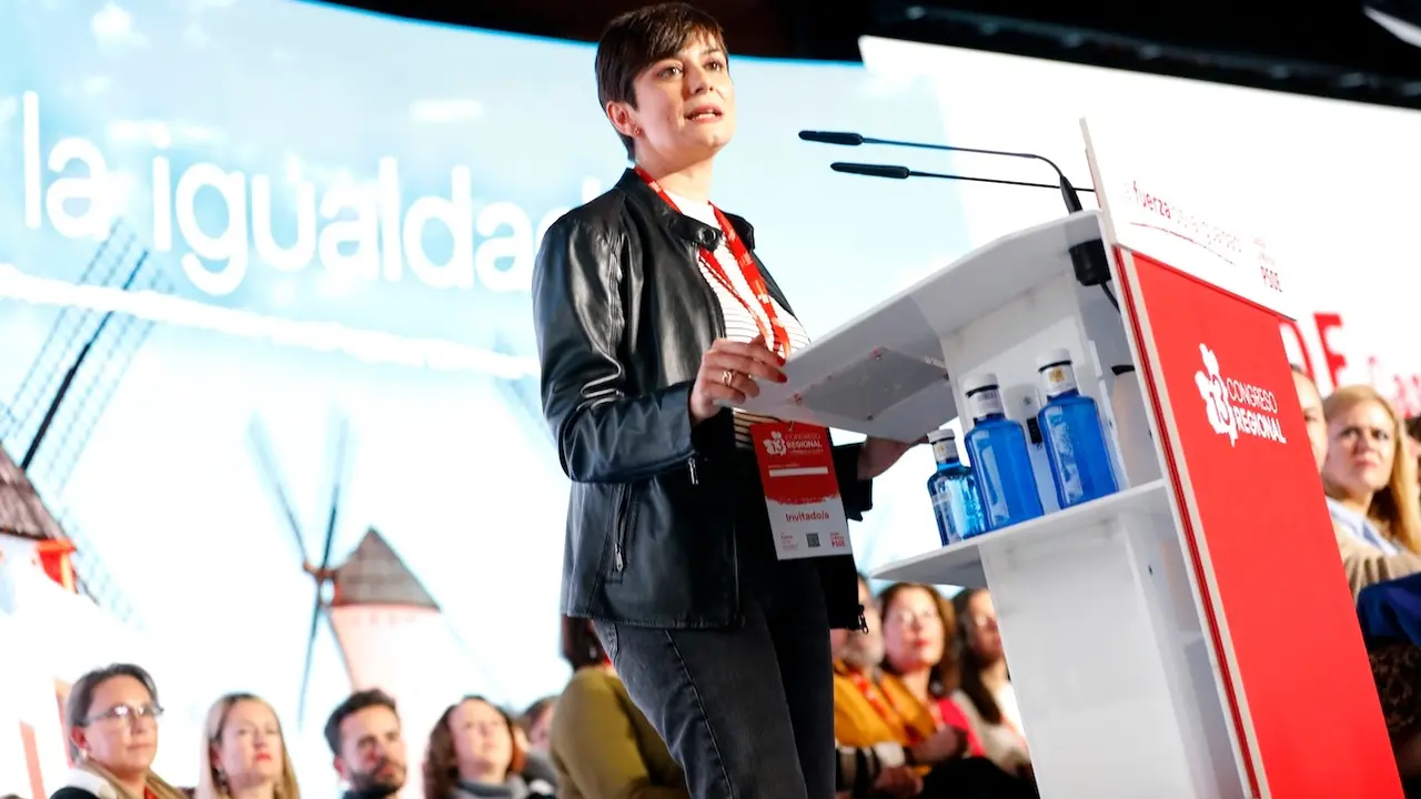 La ministra de Vivienda y Agenda Urbana, Isabel Rodríguez, durante su intervención en la clausura del XIII Congreso el PSOE de Castilla-La Mancha