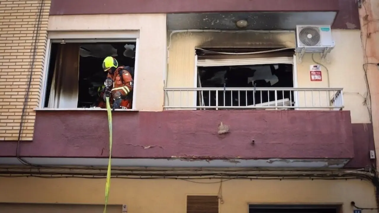 bomberos, incendio, bloque, piso