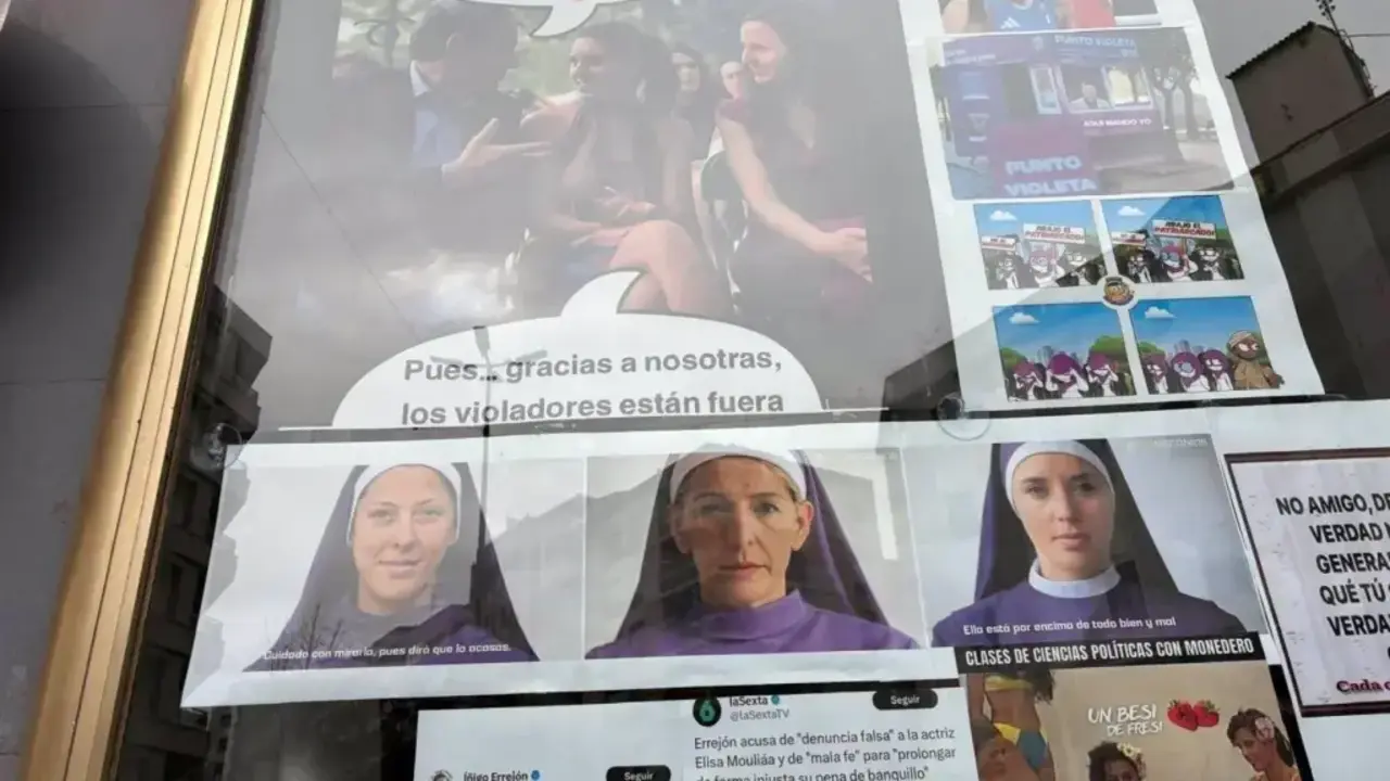 Polémica en Cuenca por carteles de Vox con Díaz, Montero y Jenni Hermoso vestidas de monja