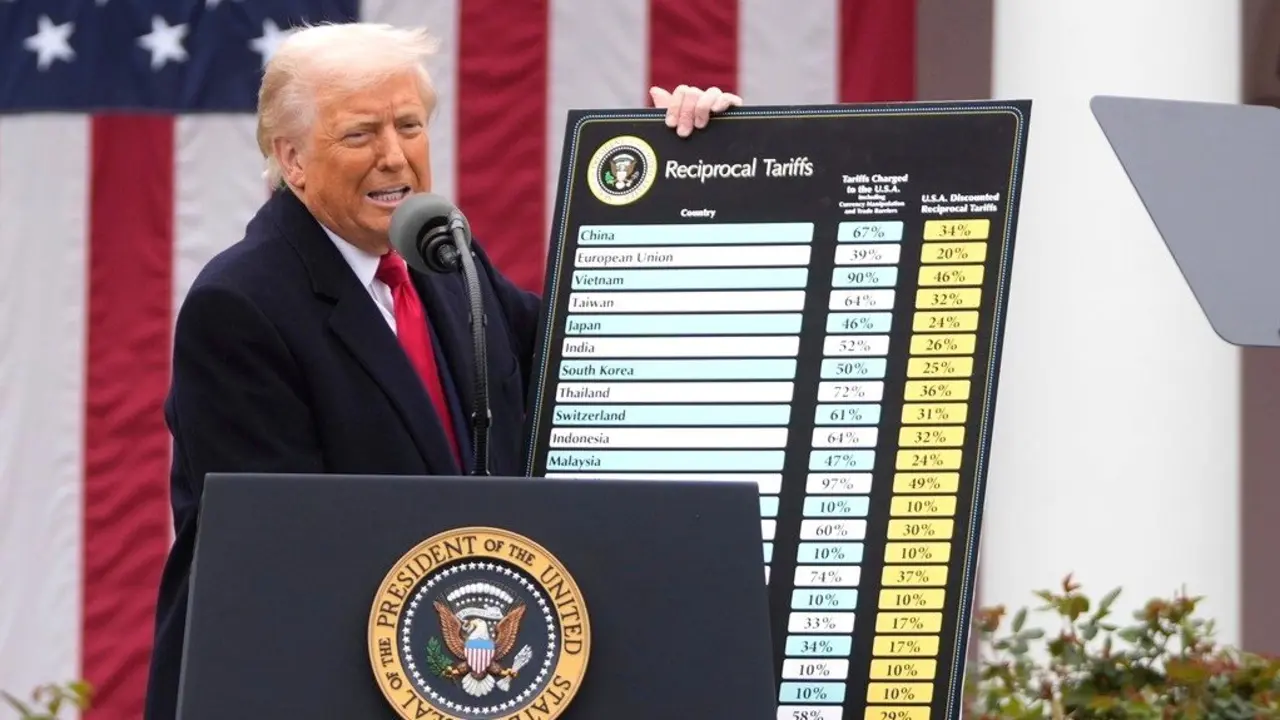 En la imagen de archivo el presidente de EEUU Donald Trump anunciando la imposición de los aranceles