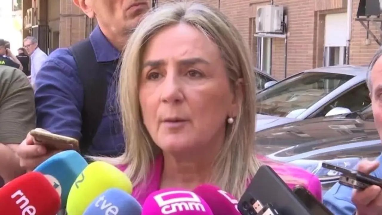 La delegada del Gobierno en Castilla-La Mancha, Milagros Tolón, atendiendo a los medios de comunicación este viernes en Toledo
