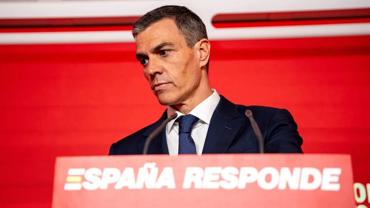 El presidente del Gobierno, Pedro Sánchez, durante la comparecencia que ofreció el pasado jueves en Ferraz