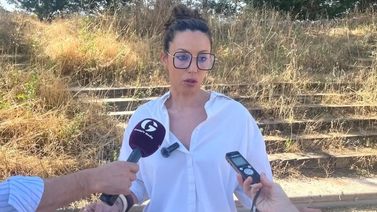 La portavoz del PSOE en el Ayuntamiento de Guadalajara, Lucía de Luz, atendiendo a los medios de comunicación
