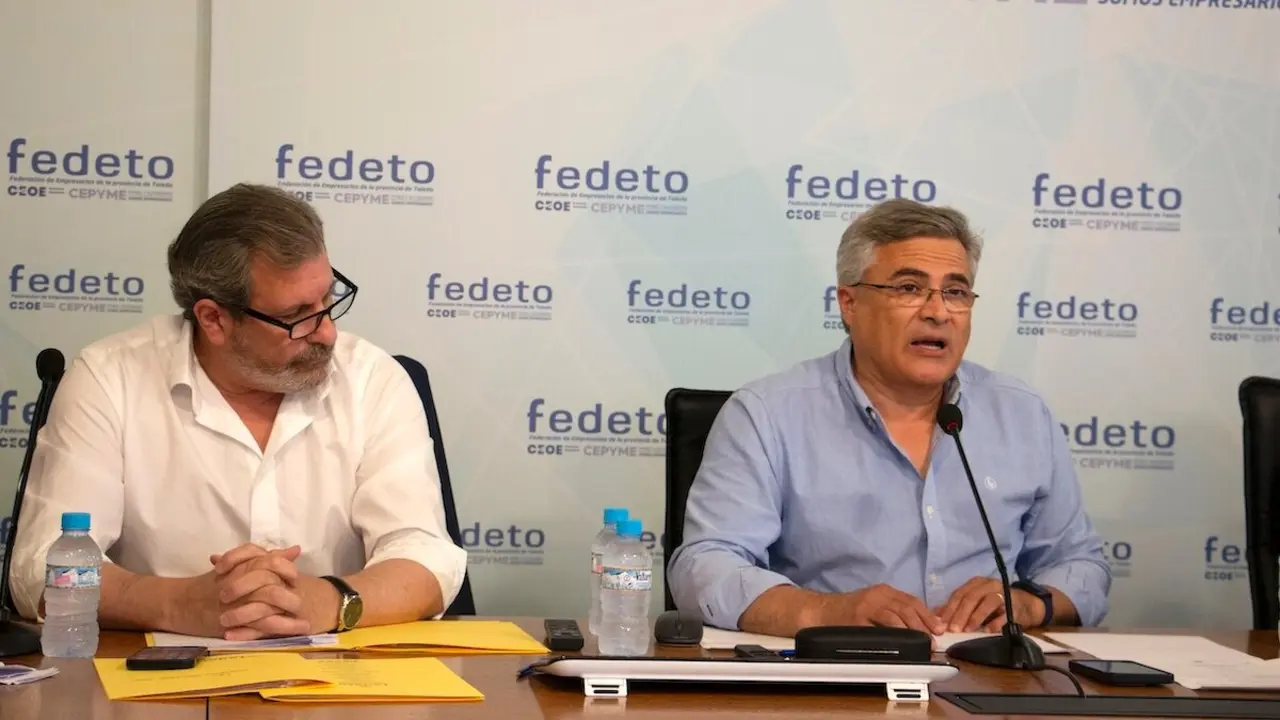 El presidente de la Federación Empresarial Toledana (Fedeto), Javier de Antonio Arribas, durante su intervención en la Asamblea General de la patronal toledana