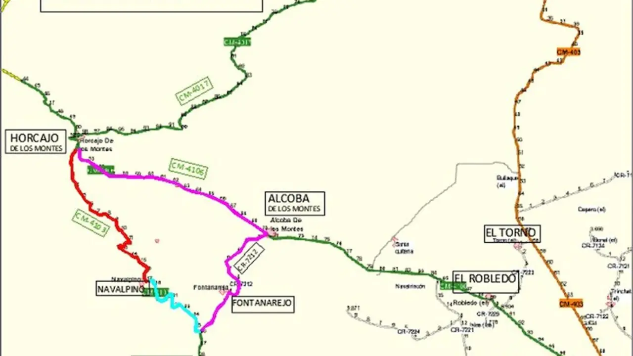 La CM-4103 de Horcajo de los Montes a Navalpino, cerrada hasta el día 8 de agosto por obras