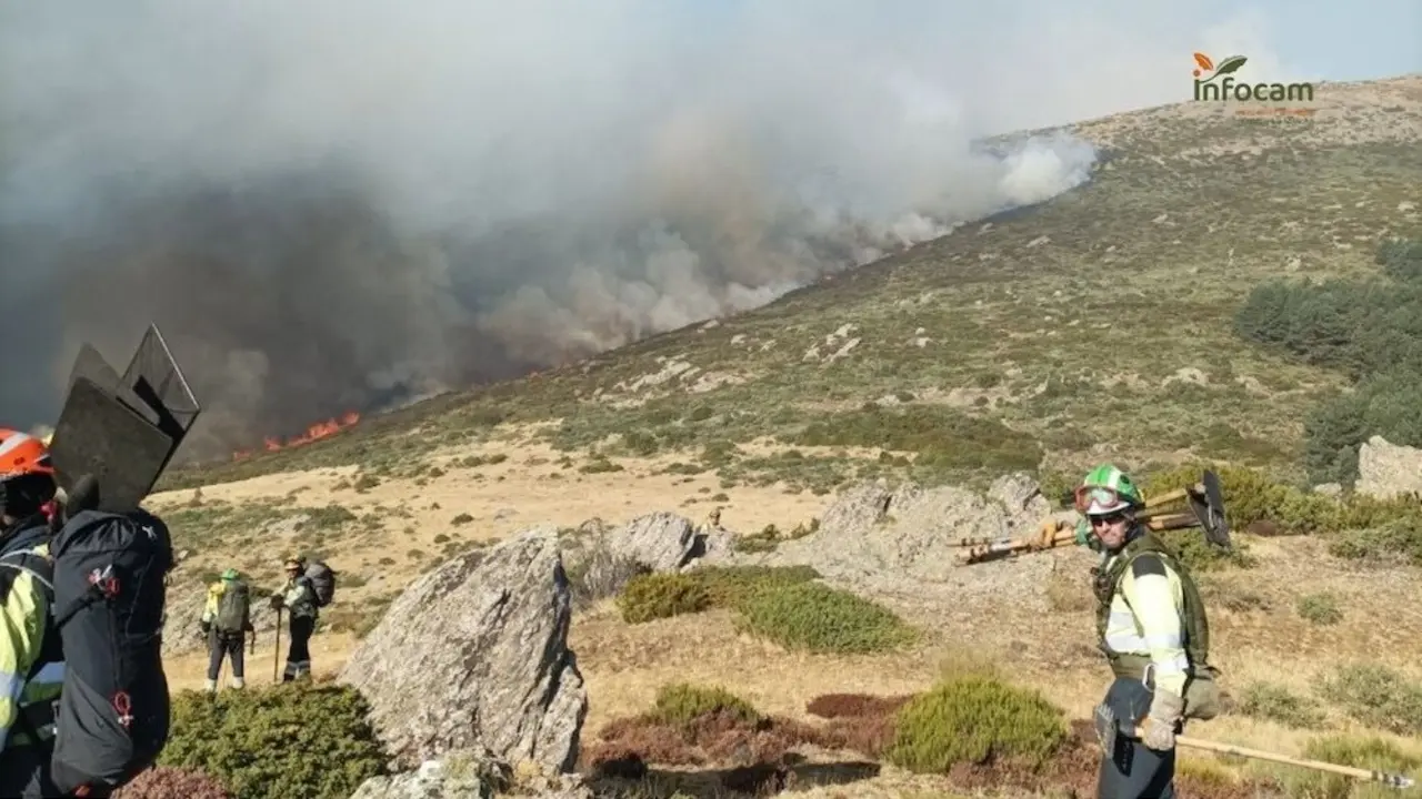 Continúan las labores de extinción del incendio declarado en Peñalba de la Sierra (Guadalajara)