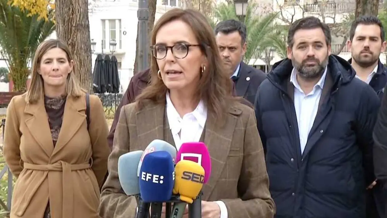 La vicesecretaria nacional del PP, Carmen F&uacute;nez, atendiendo a los medios de comunicaci&oacute;n este s&aacute;bado en Ciudad Real