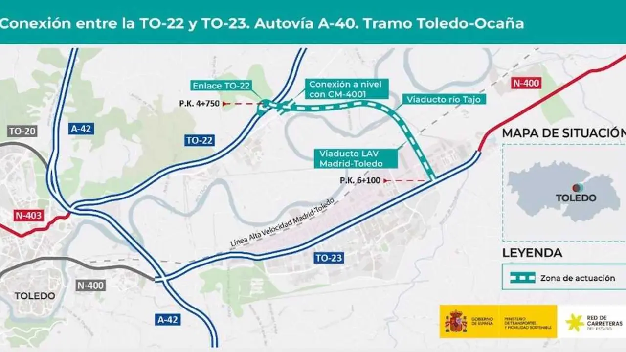 Transportes adjudica el proyecto del enlace clave de la A-40 en Toledo capital