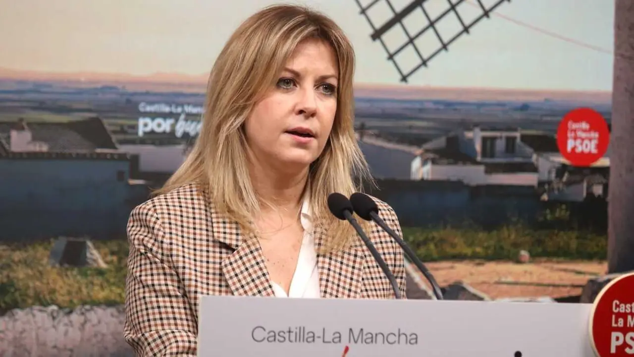 La portavoz del PSOE en las Cortes de Castilla-La Mancha, Ana Isabel Abeng&oacute;zar, en rueda de prensa