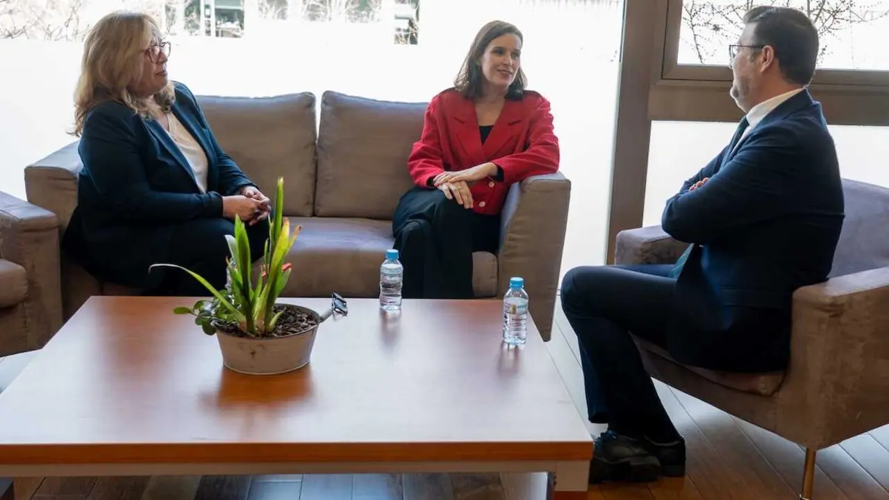 El consejero de Educaci&oacute;n, Cultura y Deportes, Amador Pastor y la viceconsejera de Cultura y Deportes, Carmen Teresa Olmedo, mantienen una reuni&oacute;n con la directora del Festival de Teatro Cl&aacute;sico de Almagro, Irene Pardo.