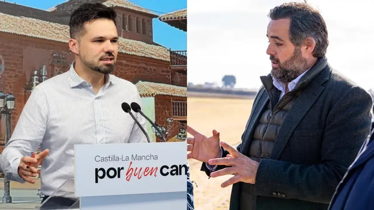El secretario de Acci&oacute;n Electoral y Comunicaci&oacute;n Interna del PSOE regional, Miguel Zamora; y el presidente del PP de Castilla-La Mancha, Paco N&uuml;&ntilde;ez