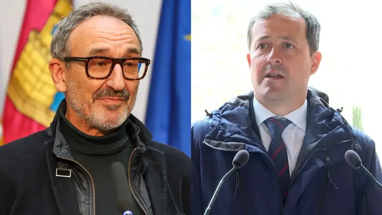 El concejal de Planeamiento Urban&iacute;stico del Ayuntamiento de Toledo, Florentino Delgado (Vox), y el alcalde de la ciudad, Carlos Vel&aacute;zquez (PP)