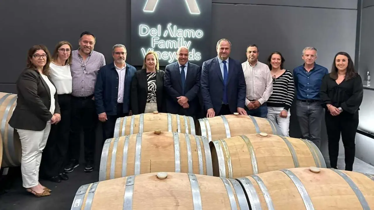 El consejero de Agricultura, Ganader&iacute;a y Desarrollo Rural, Juli&aacute;n Mart&iacute;nez Liz&aacute;n, ha visitado esta semana la bodega Del &Aacute;lamo Family Vineyards, en Madridejos (Toledo).