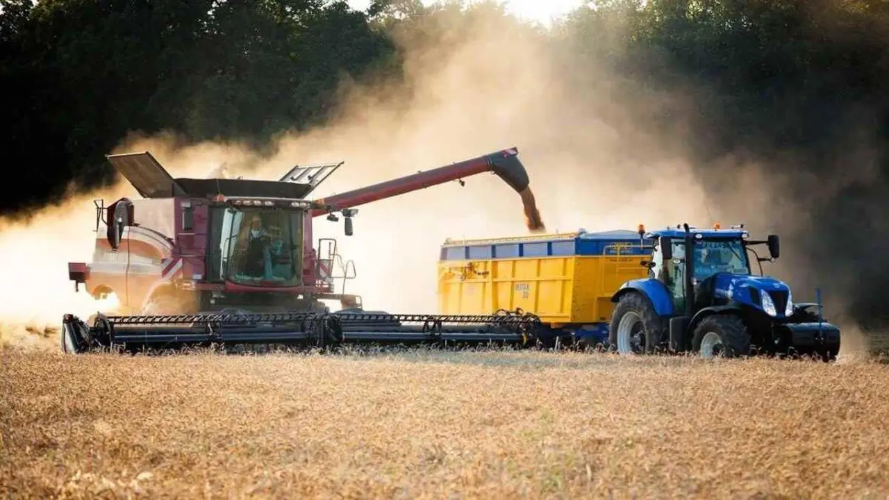 Imagen de una cosechadora trabajando en un campo de cereal