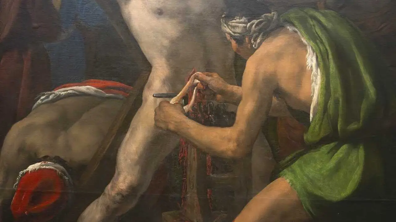 Detalle del cuadro del martirio de San Serapio, atribuido a Juan Andr&eacute;s Ricci, en la Catedral de Cuenca - EP/Lola Pineda