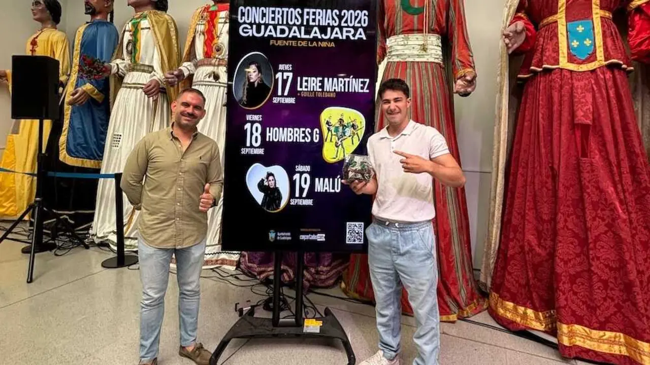 El concejal de Festejos de Guadalajara, Santiago L&oacute;pez Pomeda, ha presentado los grandes conciertos de las Ferias y Fiestas 2026 junto al concursante de Operaci&oacute;n Triunfo, Guille Toledano