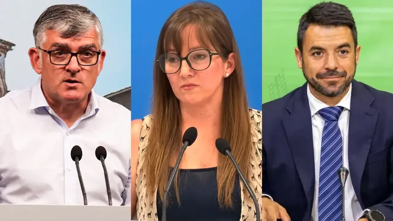 El presidente del PSOE en las Cortes de Castilla-La Mancha, &Aacute;ngel Tom&aacute;s Godoy; la diputada regiomal del PP, Tania Andicoberry; y el portavoz de Vox en el parlamento, Iv&aacute;n S&aacute;nchez.