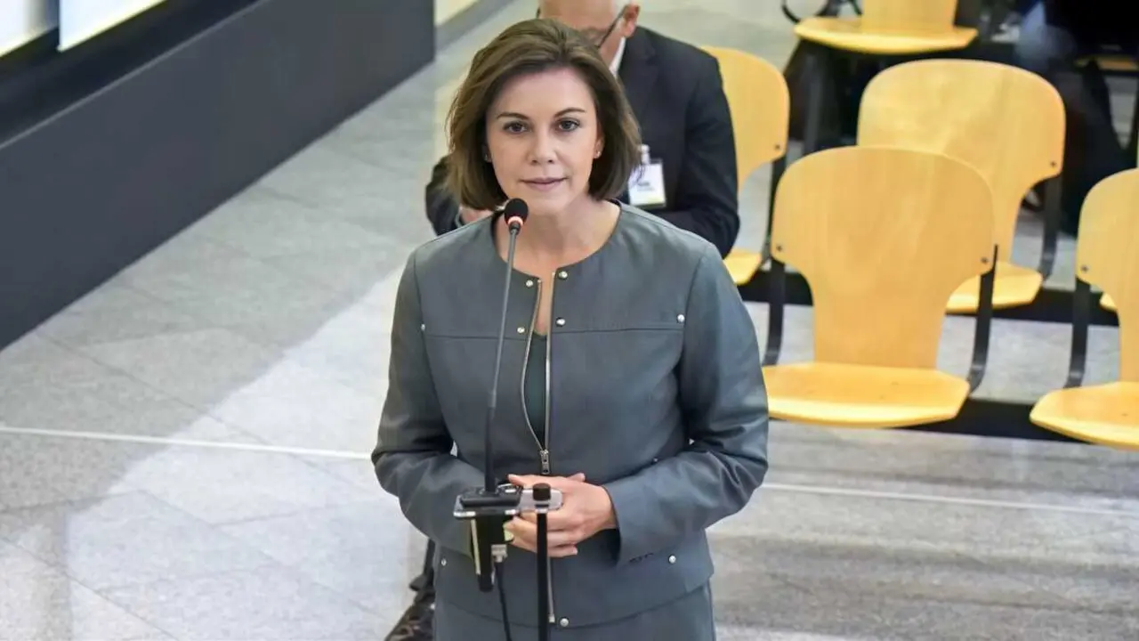La exsecretaria general del PP y expresidenta de Castilla-La Mancha, Mar&iacute;a Dolors de Cospedal, durante su declaraci&oacute;n en la Audiencia Nacional en el juicio de Kitchen.