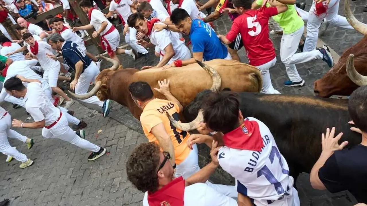 Sexto encierro de los Sanfermines de 2026 con toros de la ganader&iacute;a de La Palmosilla - EP/Eduardo Sanz Nieto