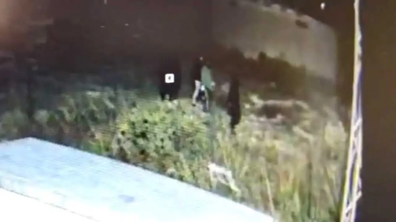 Momento en el que el grupo de ladrones de cable de cobre se dispon&iacute;a a robar