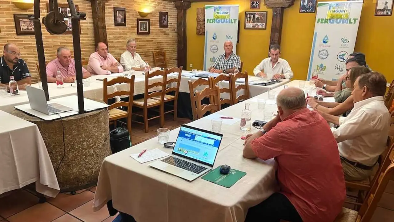 En la imagen un instante de la reuni&oacute;n de la Junta de Gobierno de la Federaci&oacute;n de Regantes del Alto Guadiana (FERGUALT)