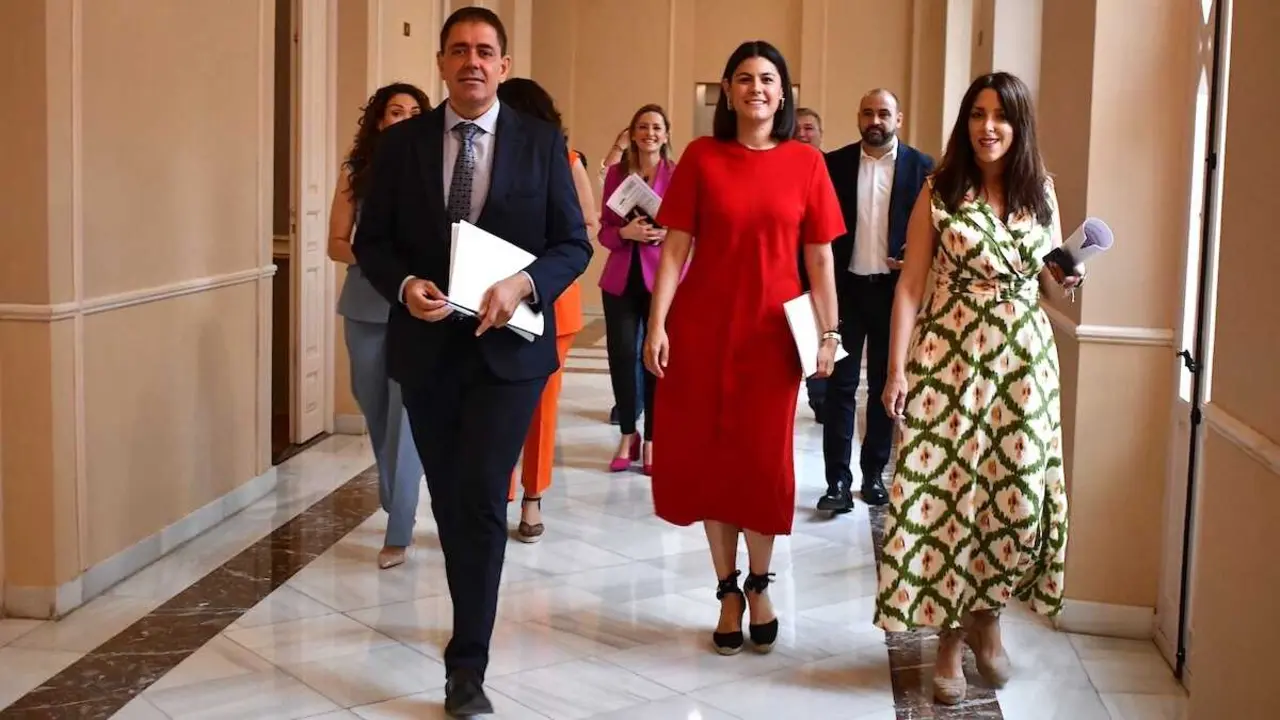 El portavoz del Grupo Socialista en la Diputaci&oacute;n de Ciudad Real, Jos&eacute; Manuel Bola&ntilde;os, acompa&ntilde;ado de diputados provinciales