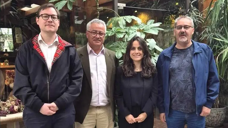 De izquierda a derecha en una imagen de archivo los dirigentes de IU y Sumar en Castilla-La Mancha, Pedro Mellado, Jes&uacute;s Plaza, Mar&iacute;a Rodr&iacute;guez y Pepe Iniesta