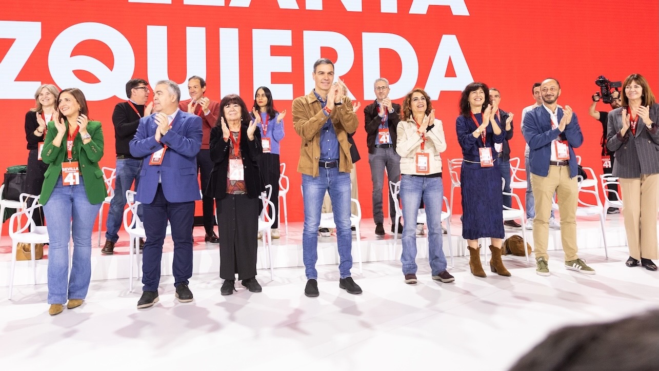 El presidente el Gobierno y líder de los sociaslistas, Pedro Sánchez, este sábado al inicio del 41 Congreso Federal del PSOE que se celebra en la ciudad de Sevilla